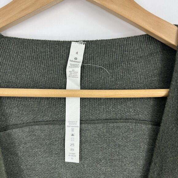 Lululemon Sweater Size 4 Womens Green City Street Cardigan Cashmere Blend Knit - Picture 3 of 8